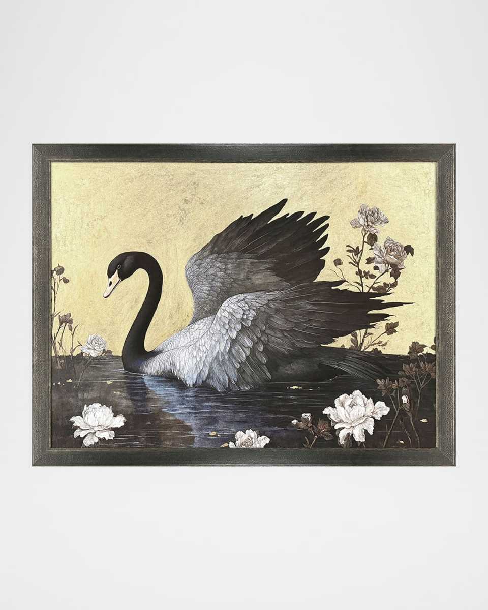 "Gilded Swan" Hand-Embellished Giclee